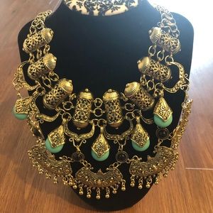 Queen Cleopatra silver statement necklace